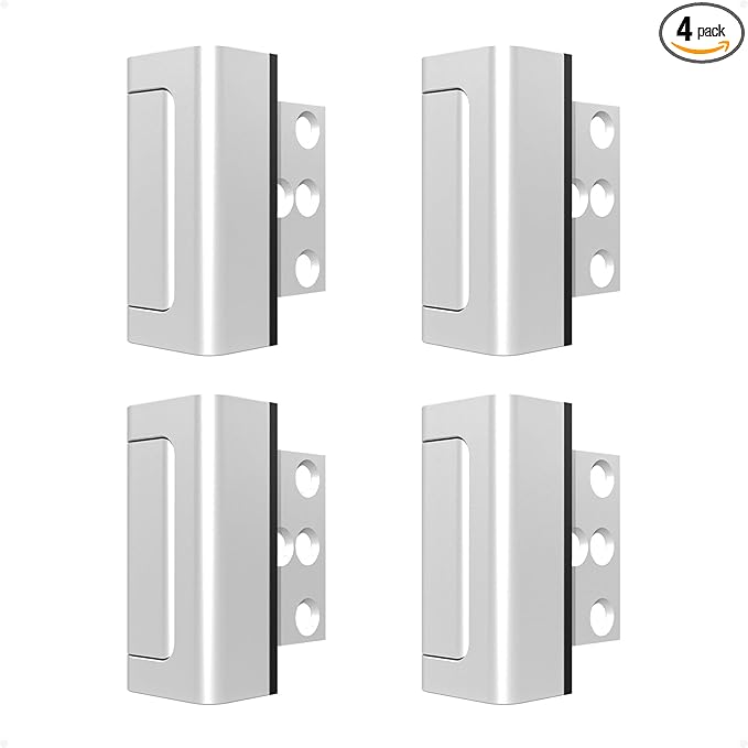Greatalent 4Pack Home Security Door Reinforcement Lock Childproof, Door Locks for Kids Safety, Door Lock Latch Stopper for Front Door Inside Top of Door, Aluminum Construction Finish