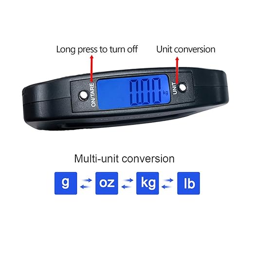 Handheld Digital Luggage Scale with Grip for Travel Portable Electronic Weighing Suitcase and Bag 110Lb/50kg Black