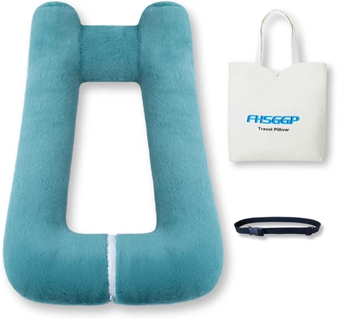 FHSGGP Travel Pillow Upgraded Version of Aircraft Travel Neck Pillow with Storage Bag, Sleep Pillows for Travel by Train, Car, or Plane, Supporting the Head and Body, Travel Pillow for Kids