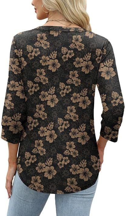 OFEEFAN Womens Tops 3/4 Sleeve Henley Shirts for Women Summer Outfits Fashion Clothing