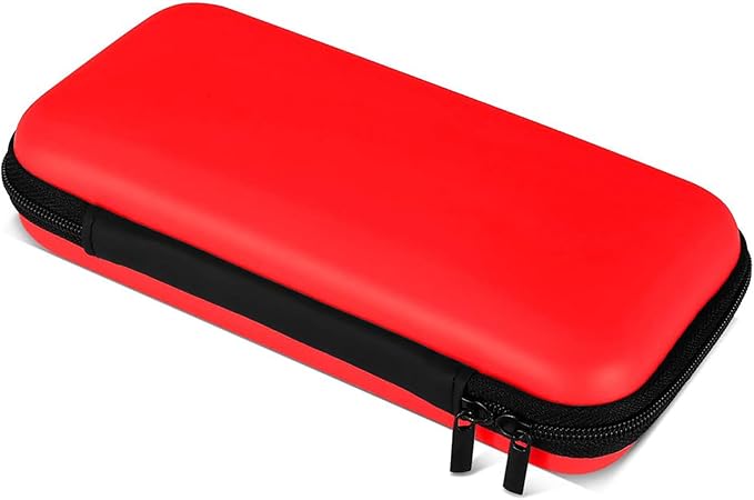 iMangoo Travel Essential Electronics Organizer Pouch Charger Case, Shockproof Dual Zipper Power Bank Cables Tech Accessories Purse, Men & Women Travel Must Have Storage Bag, 6.5x3.2x1 inch Red