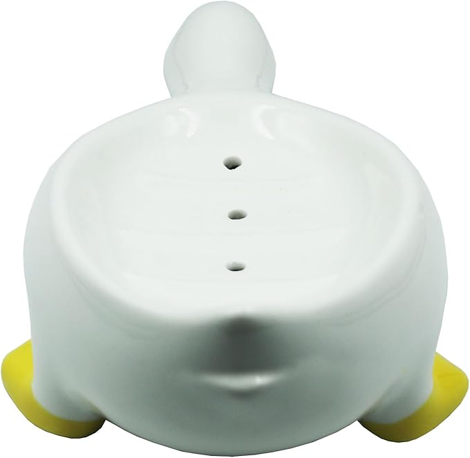 Duck Ceramic Soap Dish with Drain, 7.87 Inch Cute Duck Shaped Soap Tray, Sponge Holder, for Shower,Bathroom,Bar,Kitchen