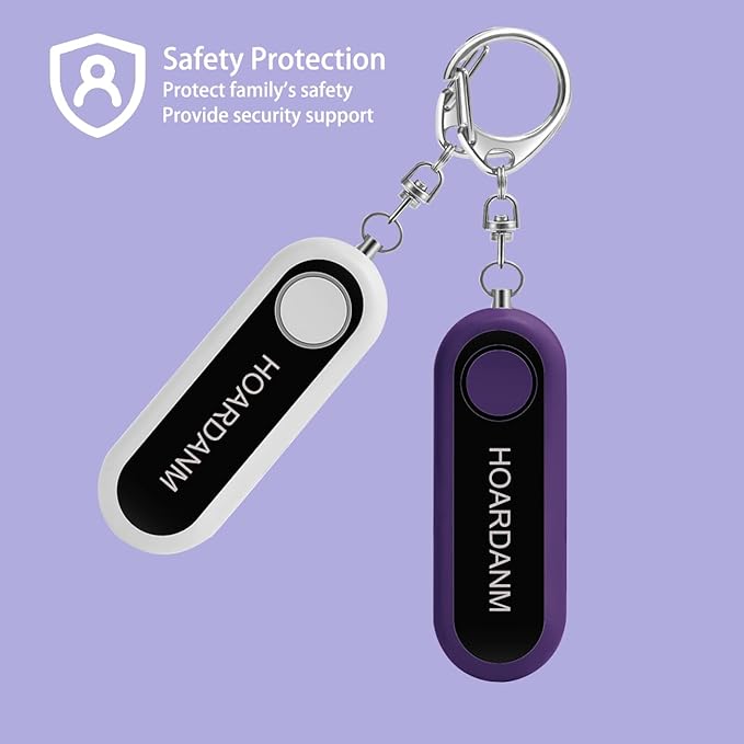 Personal Alarm for Women, Girls Simple Personal Safety Alarm, Extra LED Strobe Light, Safety Self Defense Keychain, Loud Horns & Siren (Violet).