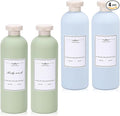 Travel Shampoo Bottle, Empty Plastic Squeeze Bottles 13.5oz with Flip Cap, Lotion Container for Toiletries Travel Size Shampoo and Conditioner (2 pack blue, 2 pack green)