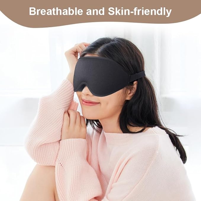 Sleep Mask for Side Sleeper Women Men, Light Blocking Eye Mask for Sleeping, 3D Contoured Cup Zero Eye Pressure Sleeping Mask with Adjustable Elastic Strap, Soft Breathable Eye Cover for Travel Yoga