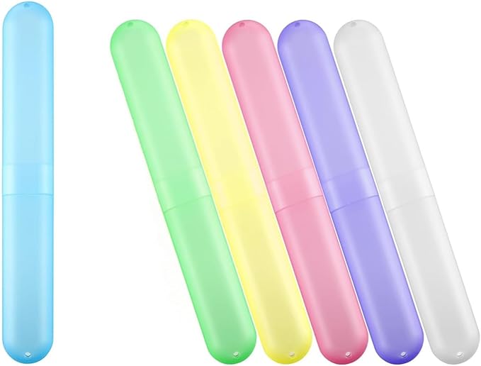 MingTa Set of Six Multicolored Travel Toothbrush Cases - Breathable, Clear & Portable Holders for Home, Travel & Camping Trips