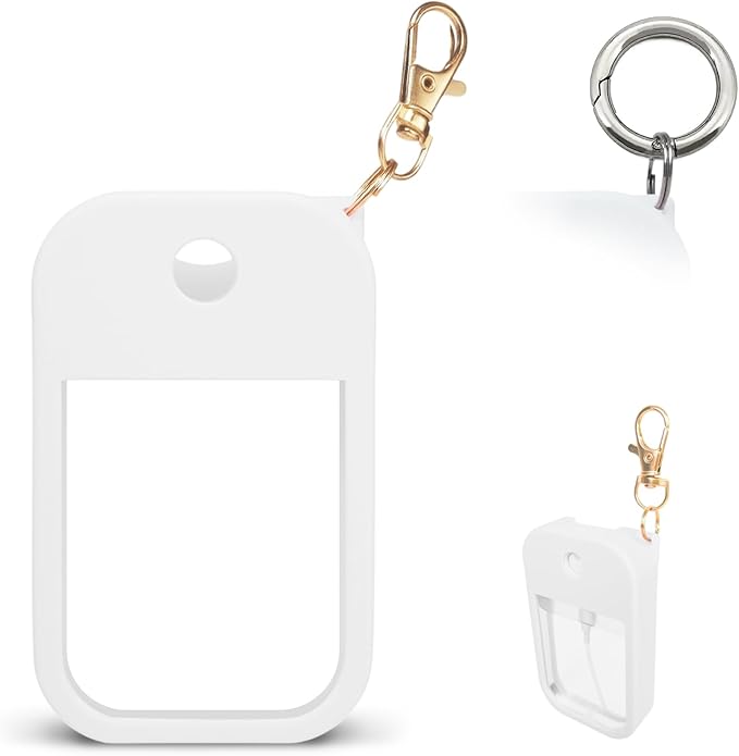 1 PC Soft Silicone Case for Touchland Power Mist (1FL. OZ./30 mL), Protective and Stylish Case with Keychain Compatible with Touchland Hand Sanitizer Spray (White)