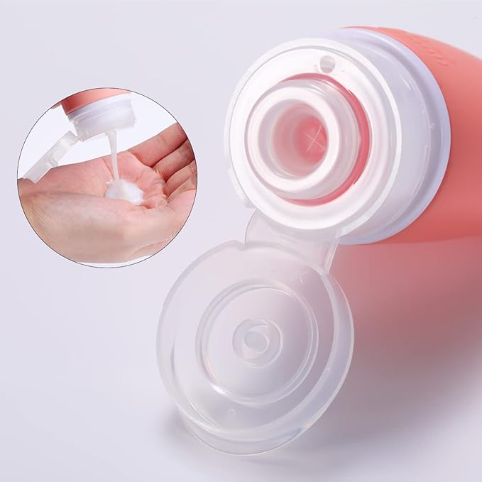 Silicone Travel Bottles, 4 Pack 3.4oz Leak Proof Liquid Squeezable Refillable Portable Accessories/Cosmetic Containers, BPA Free, Travel Size for Toiletries Shampoo Conditioner Lotion