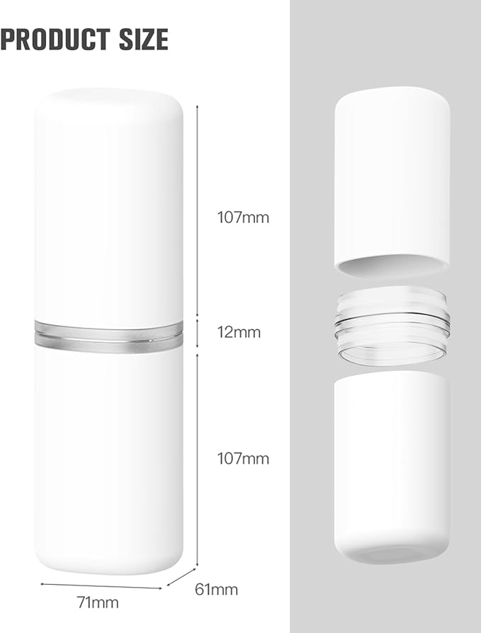 FERYES Travel Toothbrush and Toothpaste Holder – Large Capacity Oral Care Tools Organizer with Mouthwash Cups, Portable Tooth Brushes Case - White