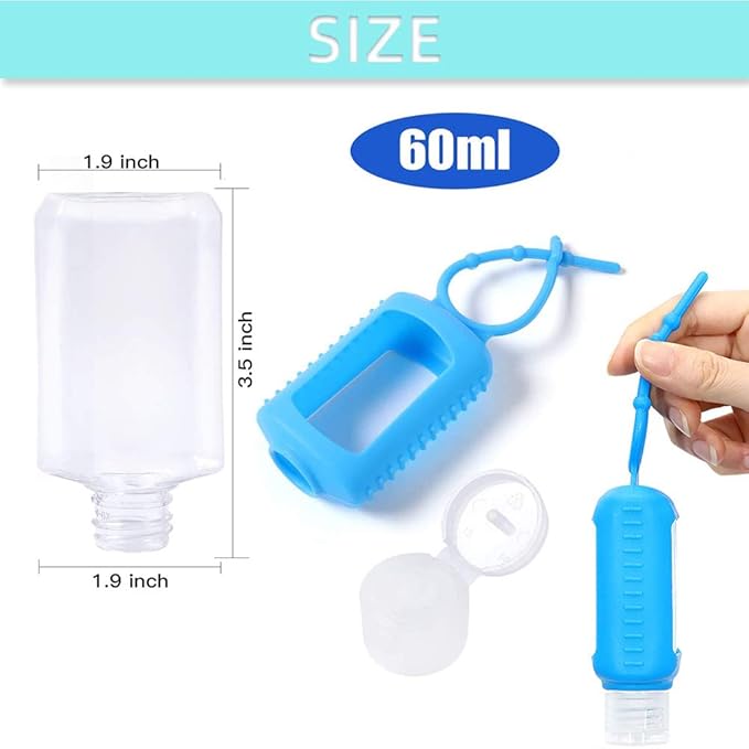 5 Pack Hand Sanitizer Travel Size Holder 60ml Travel Keychain Empty Bottles Refillable Containers for Kids and Adult