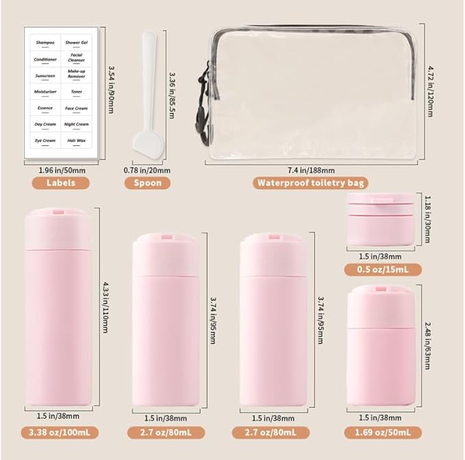 5 Pack Brief and Fashion Travel Bottles TSA Approved, BPA Free Travel Size Containers Refillable Squeeze Bottles for Cosmetic Shampoo Cream Conditioner … (Nordic Charcoal Gray)