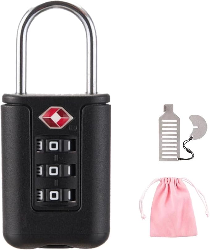 TSA Approved Luggage Locks - Combo Locks with Code (Black)