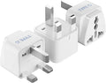 Ceptics UK, Hong Kong, Ireland, UAE Travel Plug Adapter (Type G) - 3 Pack [Grounded & Universal] (GP-7-3PK), White, Standard