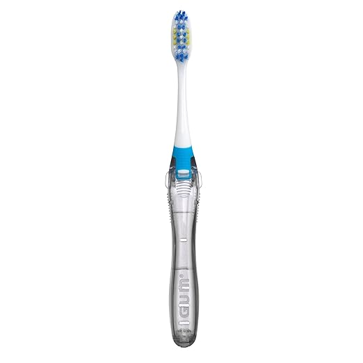 GUM Folding Travel Toothbrush, Compact Head + Tongue Cleaner, Soft Bristled Travel Toothbrushes for Adults, 2 Count