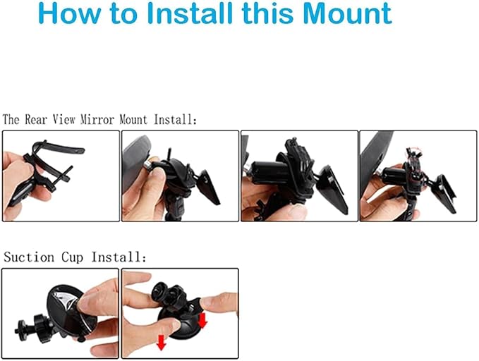 PellKing Rear View Mirror Holder Suction Cup Kit for Insta360 X5/X4/X3/X2/X,360 Rotation Ball Head Rear View Holder Suction Cup Mount Kit Compatible with Insta360 X5/X4/X3,GoPro 13,12,etc Series