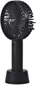 Comfort Zone Personal Handheld Rechargeable Fan, 4 inch, 3 Speed, Lithium Ion Battery, Micro USB Cable, Powerful, Mini Hand Fan, Ideal for Home, Bedroom & Office, CZPF402BK