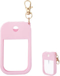 lasuroa Hand Sanitizer Spray Case, Thickened Silicone Case Compatible with Touchland Hand Sanitizer Spray with Keychain for 1 Fl Oz Portable Accessory for Travel (Pink)