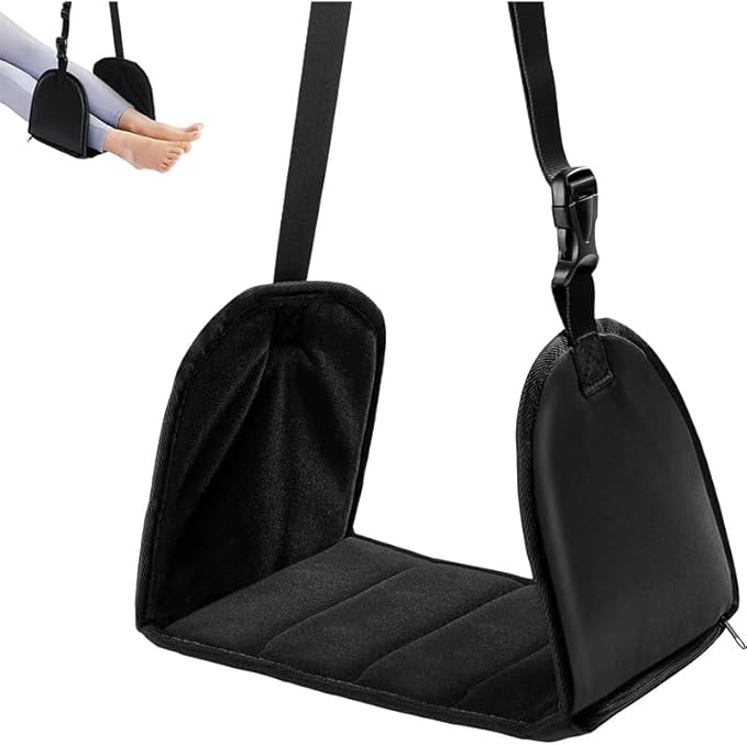 Airplane Foot Rest Portable and Adjustable Foot Hammock,Foot Sling with Removable Support Plate for Relaxing Feet and Leg During Airplane Travel/Long Car/Train Trips/Offices