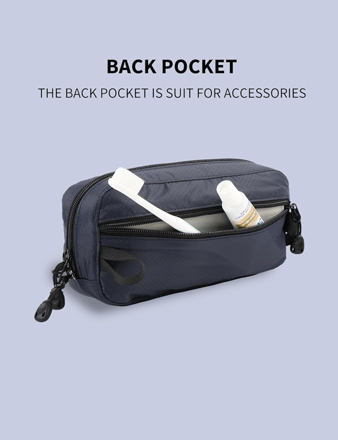 GOX Travel Small Toiletry Bag for Men Nylon Dopp Kit Medicine Bag Travel Organizer Pouch Shave Kits for Teens Toiletry Essentials Bathroom Compact (Navy, 7.9 * 3.7 * 2 Inches)