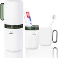 Travel Toothbrush Holder Case,Toothbrush Holder and Rinse Cup with Handle Toothbrush Travel Case, 2 in 1 Toothbrush Cup,Large Capacit Travel Toothbrush Holder with Mouthwash Cup-Green