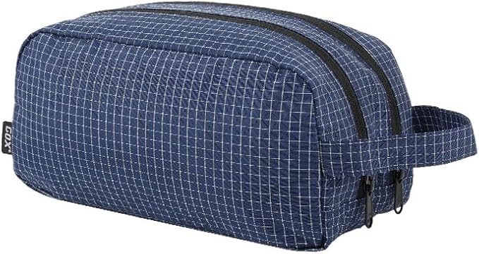 GOX Small Travel Toiletry Bag for Men, Dopp Kit, Water-Repellent Nylon, TSA Carry-On Leakproof Cosmetic Organizer Dopp Kit (10.4"x5.5"x5.1") & Carry Handle (Navy)