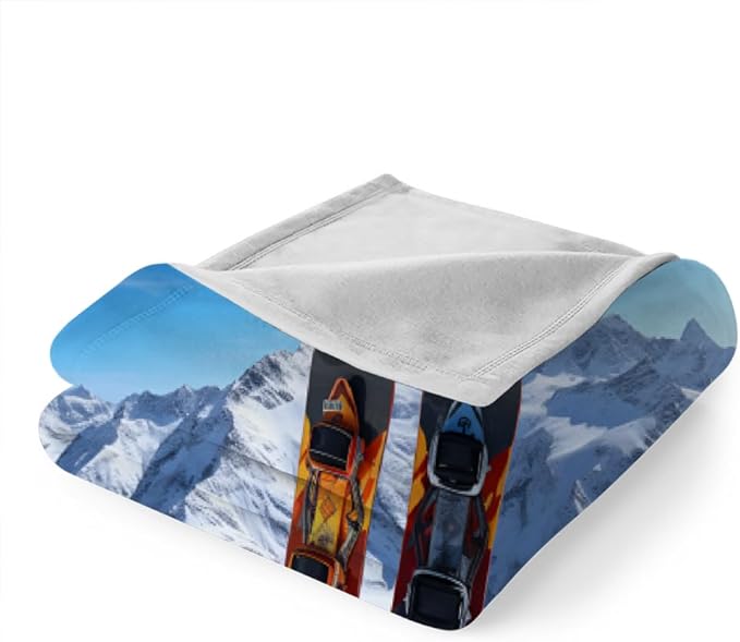 Snowboard Throw Blanket, Snow Mountain Fleece Blanket for Couch Bed Sofa, Winter Snow Scenery Blankets and Throws, Sports Super Soft Cozy Plush Flannel Blanket 40x50, Decor & Gift