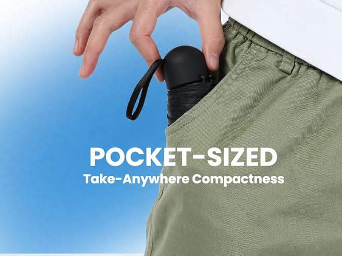 MRTLLOA Travel Essentials Mini Umbrella with Case for Purse - Small Compact & Lightweight, UV Sun Protection, Manual Open/Close for Pocket Umbrella(Women/Men/Kids)