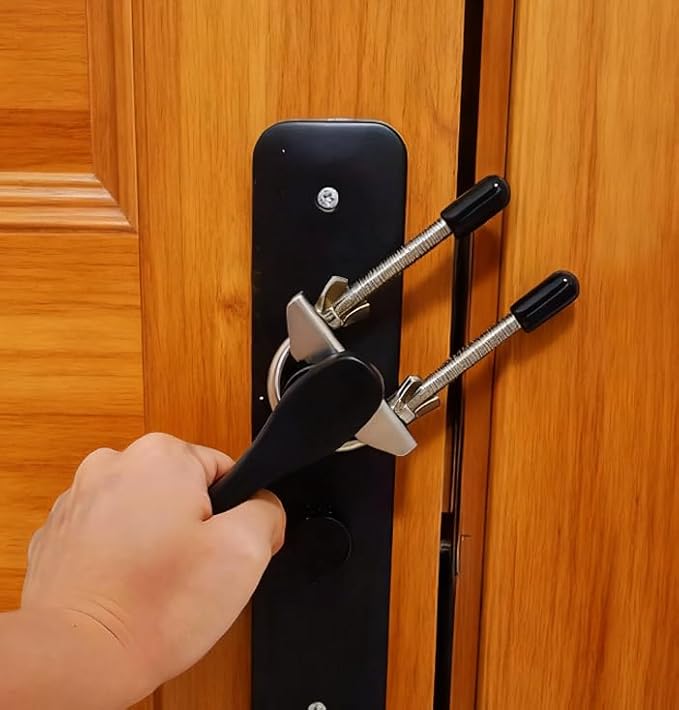 Portable Door Lock for Travel, Heavy Duty Security Lock for Outward Opening Doors, Adjustable Stainless Steel Safety Device for Hotel Room/Home/Apartmen