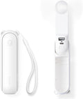 JISULIFE 3 IN 1 Handheld Mini Fan - Portable Fan & Power Bank & Flashlight, 19H Max Cooling, USB Rechargeable, Pocket-Sized for Travel, Cruise, Concerts, Makeup, 2026 Summer Gifts for Women(White)