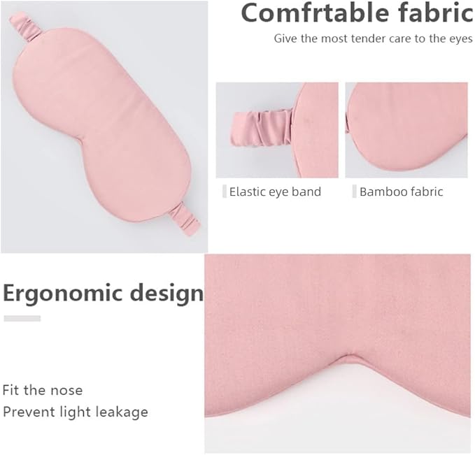 HBHLFZ Sleep Mask 2 Pack - Bamboo Viscose Fiber Sleeping Eye Mask - with Elastic Band/Headband - Comfort Sleeping Shade - for Nighttime Sleeping, Traveling & Napping（Pink）