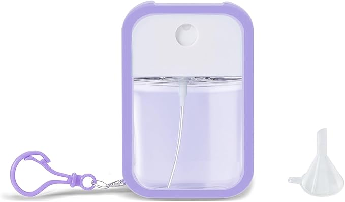 Refillable Hand Sanitizer Spray Bottle - 1oz / 30ml Leakproof Empty Spray Bottle with Silicone Case, Funnel & Clip,Portable Mini Travel Sanitizer Holder for Purse, Pocket, Gym Bag