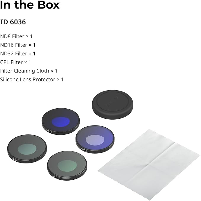 SmallRig Threaded Filter Kit for DJI Osmo Action 6, 4 Pack CPL ND8 ND16 ND32 Action 6 Threaded Filters, Accurate Color Reproduction with HD Optical Glass & Lens Silicone Cover - 6036