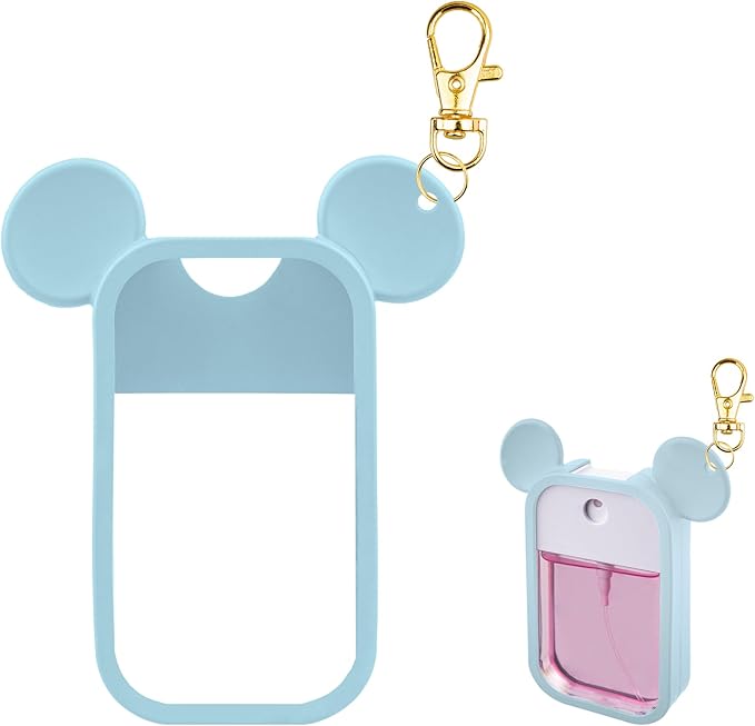 TERPINK Silicone Case Compatible with Touchland Hand Sanitizer Spray 1 fl oz, Mouse Design Protective Case with Keychain for Power Mist and Glow Mist, Hand Sanitizer Spray Accessory 1 Pack (Blue)