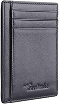 Travelambo Front Pocket Minimalist Leather Slim Wallet RFID Blocking Medium Size