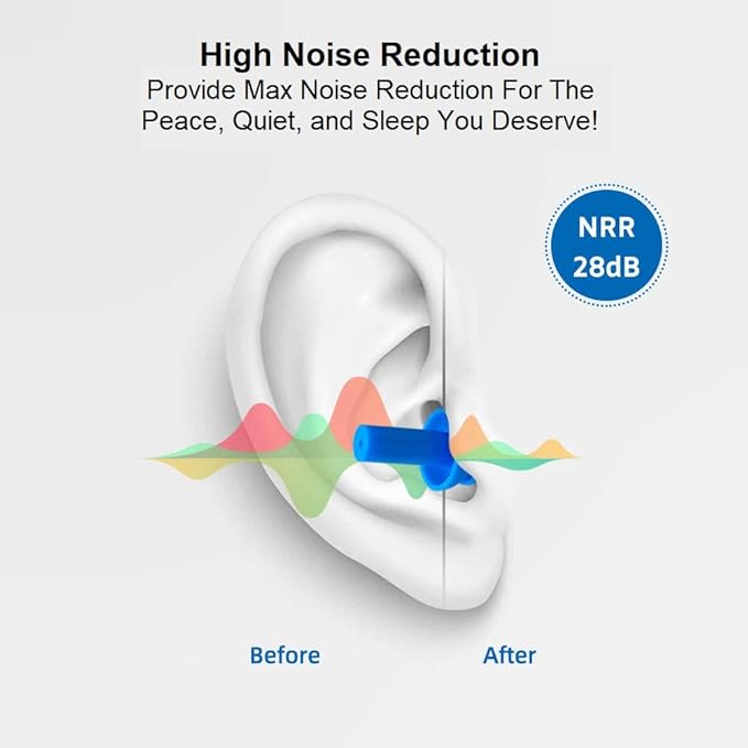 50 Pair Silicone Ear Plugs in Plastic Cases Soft Reusable Comfortable in Bulk Hearing Protection Water Earplugs Shower Diving Surfing Waterproof Sports Reusable Ear Plugs for Swimming Adults