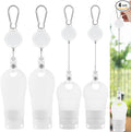 LUEXBOX 4 PACK Portable Travel Bottle Set, Leakproof Silicone Bottles with Stretchable Lanyard, Travel Sized Empty Liquid Bottles Container, Reusable, Squeezable and Refillable (White)