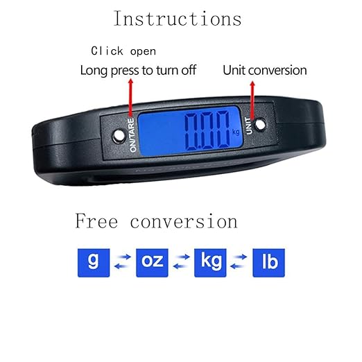 Luggage Scale, Large Handle, Electronic Luggage Scale, High Precision Carrying, 110lbs/50kg, Hook Rotates 360°, Travel Airport Checked Luggage Baggage, Avoid Extra Charges for Your Over Weight