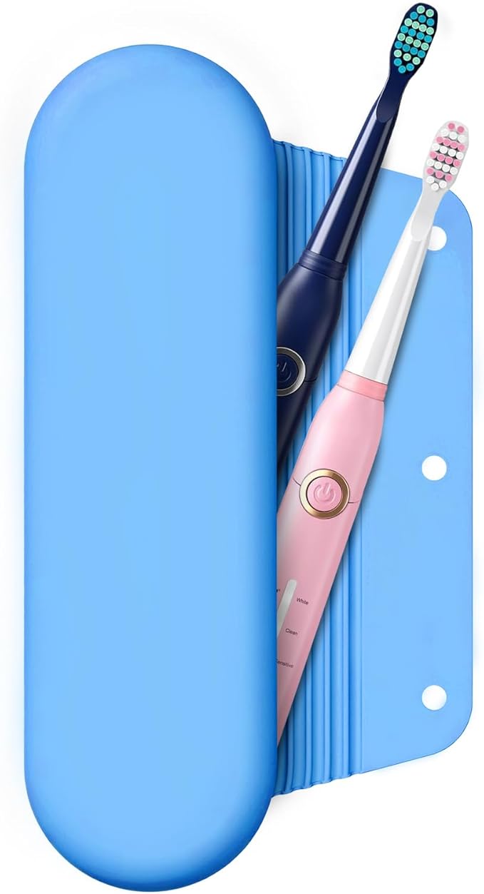 Silicone Electric Toothbrush Travel Case, Manual Toothbrush Travel Cover for Men and Women,Toothbrush Holder for Travel,Gym and More, Fits Most Manual and Electric Toothbrushes - Sky Blue