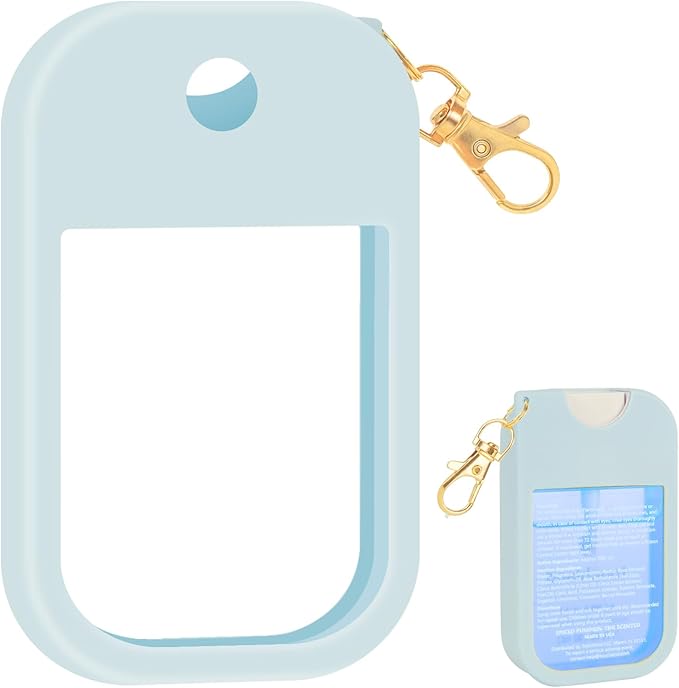 Hand Sanitizer Spray Case Compatible with Touchland, Silicone Hand Sanitizer Case Holder with Keychain for Power Mist and Glow Mist 1 fl oz,(Blue)