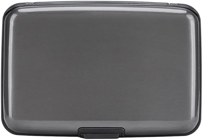 ELFISH RFID Blocking Credit Card Protector Aluminum ID Case Hard Shell Business Card Holders Metal Wallet for Men or Women（Gray