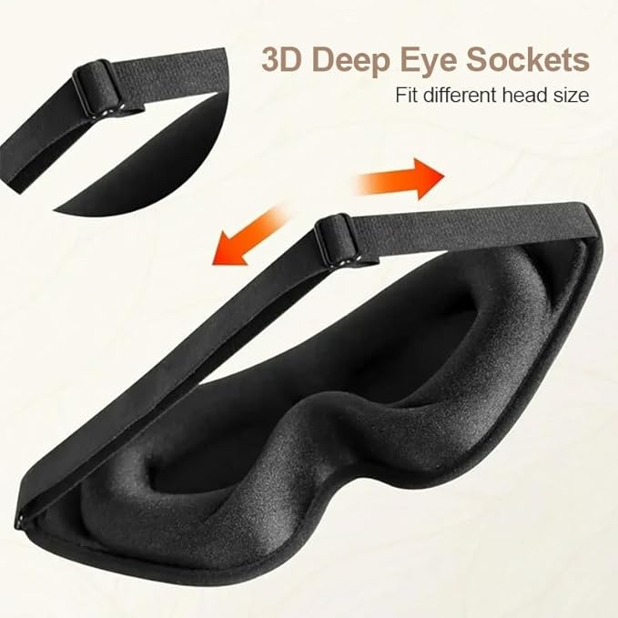 Sleep Mask for Side Sleeper Women Men, Light Blocking Eye Mask for Sleeping, 3D Contoured Cup Zero Eye Pressure Sleeping Mask with Adjustable Elastic Strap, Soft Breathable Eye Cover for Travel Yoga