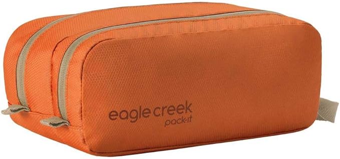 Eagle Creek Pack-It Reveal Quick Trip - Dual-Compartment Toiletry Bag for Travel - Full-Length Zipper Compartments - Recycled Fabric Construction - Water-Resistant & Quick-Drying - Mandarin