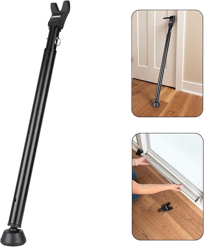BRINKS Door Security Bar - Adjustable Brinks Door Security Bar for Travel, School, Dorm and Home - Door Jammer for Hinged Doors and Sliding Door Security – Black