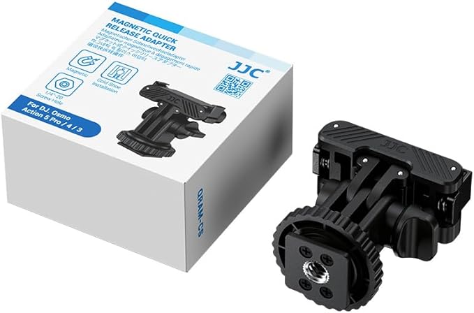 JJC Osmo Action 5 Cold Shoe Adapter Mount for DJI Osmo 360 Action 5 Pro 4 3 Accessories, 180° Angle Adjustable, Detachable Camera Monitor Mount w. 1/4 Screw Hole, Magnetic Quick Release Tripod Adapter