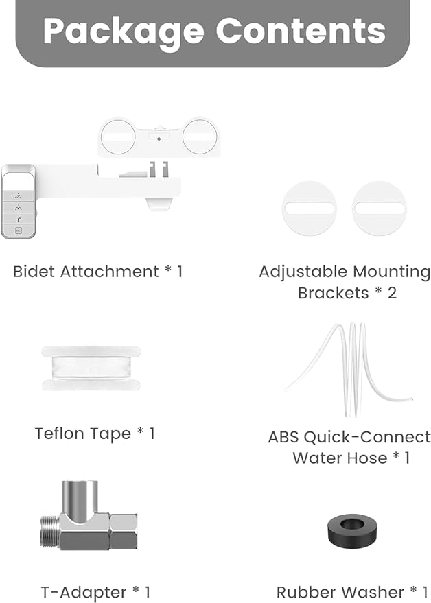 Bidet Attachment for Toilet Ultra-Slim Bidets for Existing Toilets, Non-Electric Bidet Toilet Seat Self-Cleaning Retractable Nozzles Badays for Toilets, Quick & Easy Installation Bedets