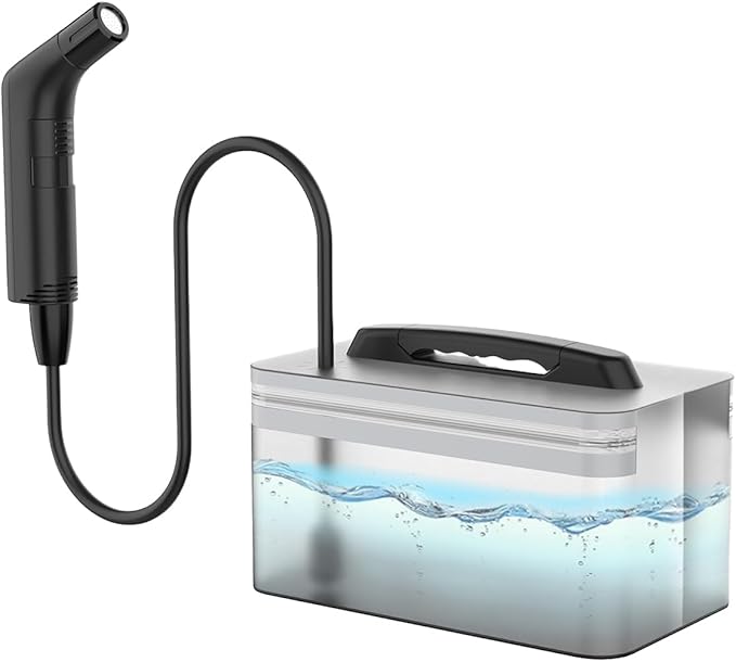 Teabelle Portable Electric Rechargeable Travel Bidet, Handheld Soft Pressure Sprayer for Bathroom, rv Car and Outdoor Camping, Mini Body Washing Cleaner with 2.3L Water Tank and USB Cable