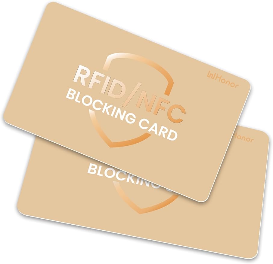 WHonor RFID Blocking Card 2 Pack, One Card Protects Entire Wallet, Credit Debit Card Protector, Anti-Theft NFC Contactless Blocker