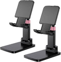 Phone Stand, Cell Phone Holder Adjustable Cellphone Stand for Desk Adjustable Office Accessories Gift Tablet Stands for iPhone iPad Android Devices Under 12", Black,2Pack
