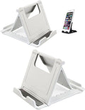 Portable Cell Phone Stand Holder for Desk, 【2 Pack】 Foldable Pocket-Sized Adjustable Mount, Universal Desktop Kickstand Compatible with iPhone, iPad, Kindle & Android Devices - White & White
