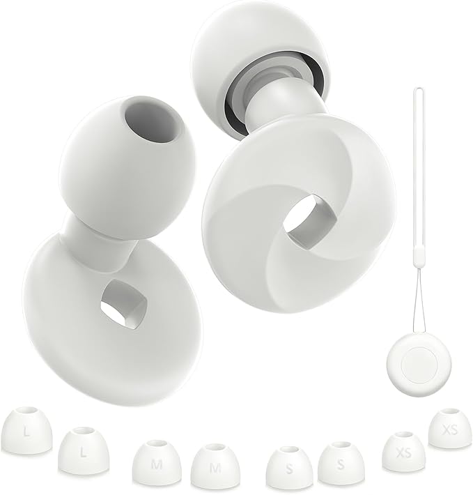 Faedra Ear Plugs for Sleeping 40dB Noise Cancelling, Reusable Soft Silicone Ear Plugs for Noise Reductiong, Earplugs for Sleep with 8 Ear Tips for Concerts, Snoring, Work, Shooting, and Travel (White)